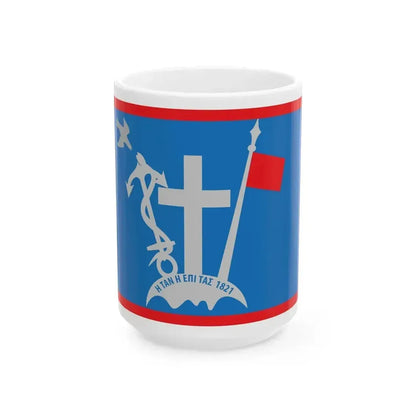 1821 Flag of Hydra (Greece) White Coffee Mug 15oz - Go Mug Yourself