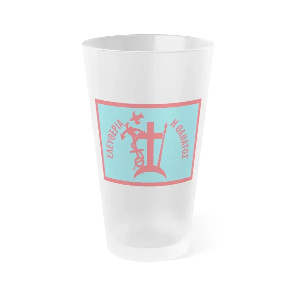 1821 Flag of Spetses Greece - Frosted Pint Glass 16oz 16oz Frosted - Go Mug Yourself