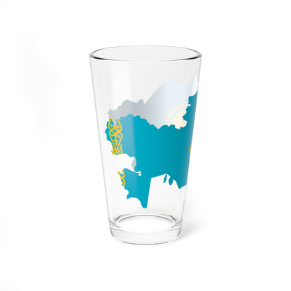 Flag map of Kazakhstan (Kazakhstan) Pint Glass 16oz