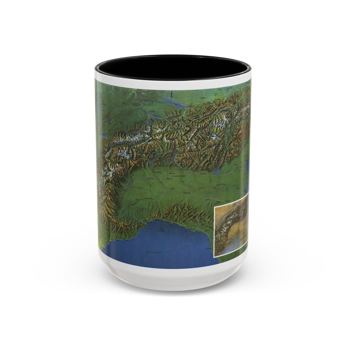 Alps, The - Europe's Backbone (1965) (Map) Accent Coffee Mug