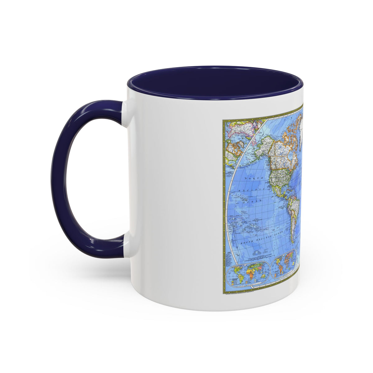 World Map - The Political World (1975) (Map) Accent Coffee Mug