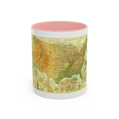 USA - The United States (1923) (Map) Accent Coffee Mug
