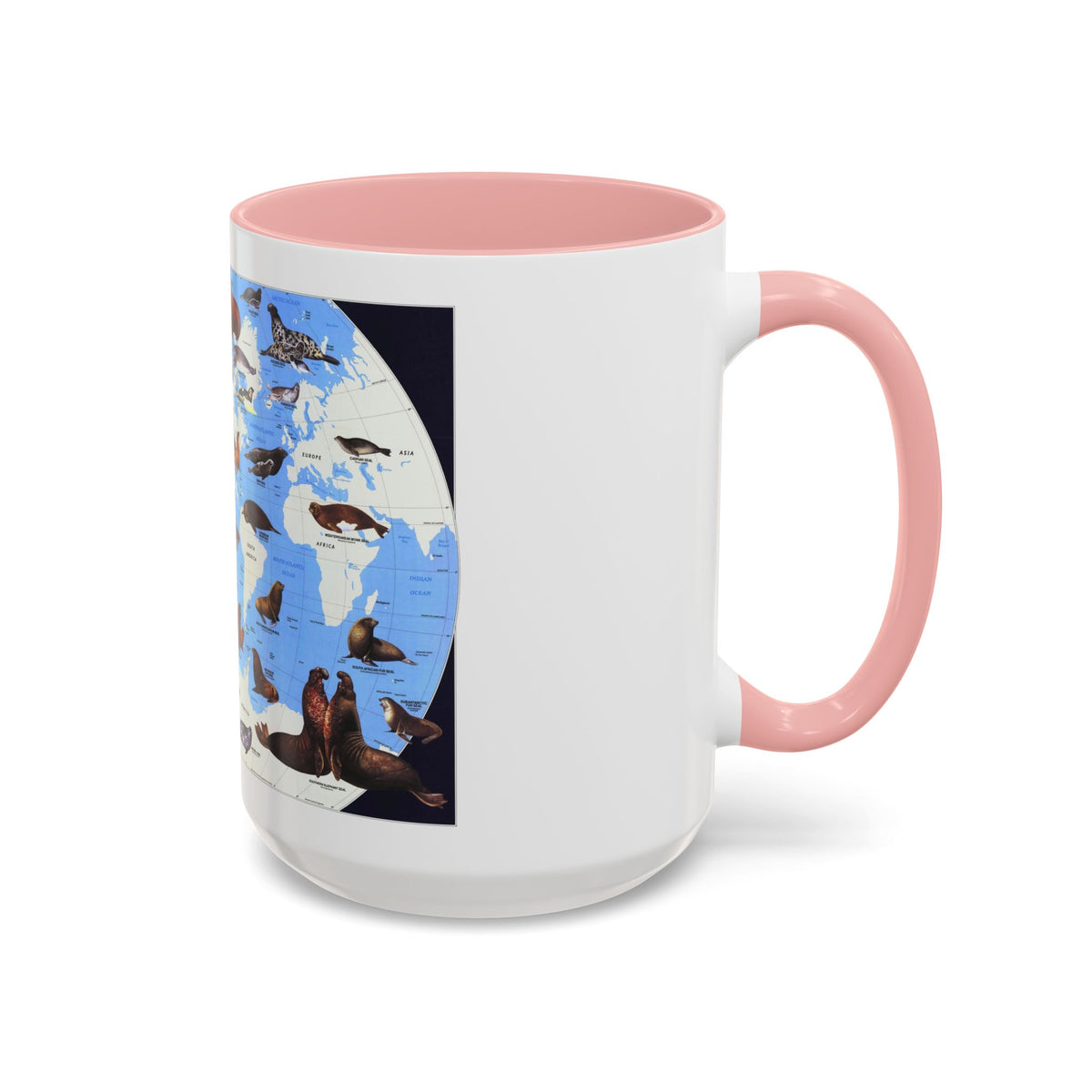 Pinnipeds Around the World (1987) (Map) Accent Coffee Mug