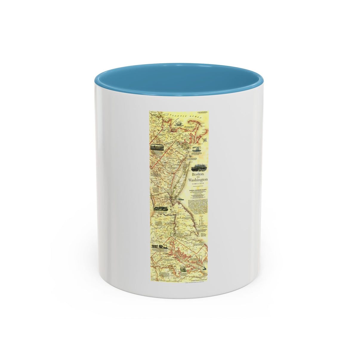 USA - Boston to Washington (1830) (Map) Accent Coffee Mug