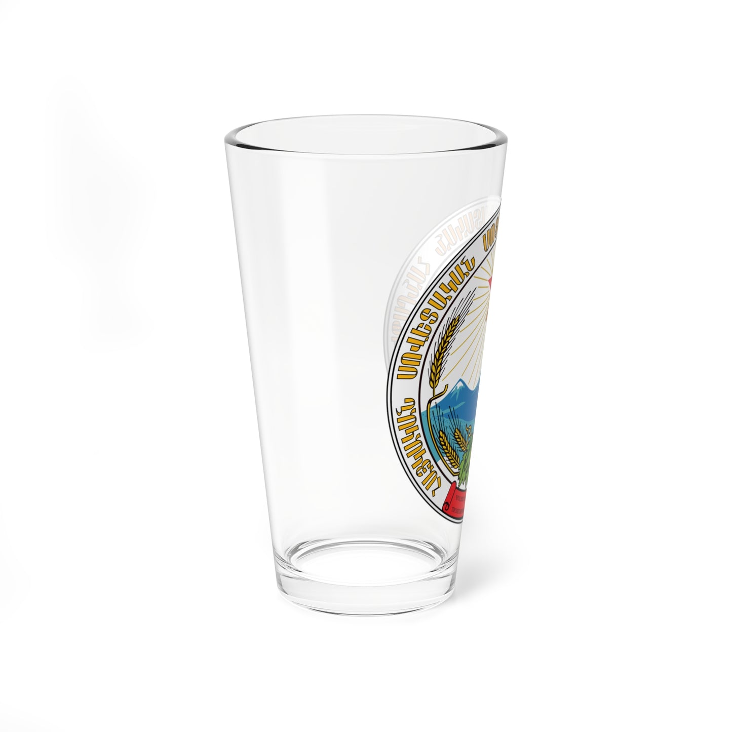 Emblem of the Armenian SSR (Armenia) (Coat of Arms) Pint Glass 16oz