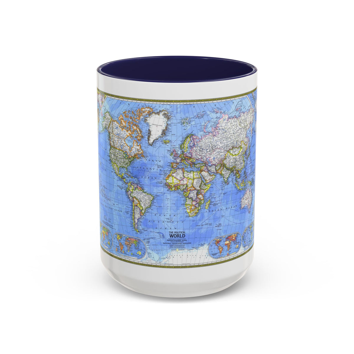 World Map - The Political World (1975) (Map) Accent Coffee Mug