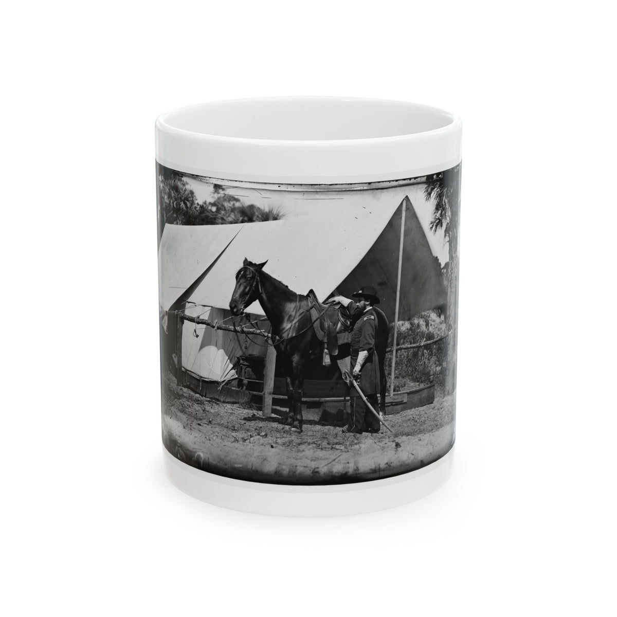 Morris Island, South Carolina. General Quincy A. Gillmore In Front Of His Tent (U.S. Civil War) White Coffee Mug