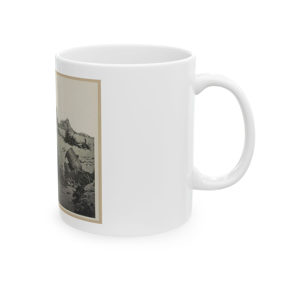 Two Trench Mortars Behind Sandbagged Barricade (U.S. Civil War) White Coffee Mug