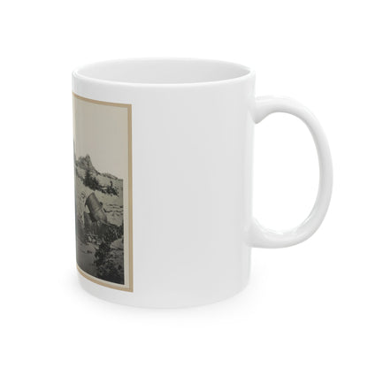 Two Trench Mortars Behind Sandbagged Barricade (U.S. Civil War) White Coffee Mug