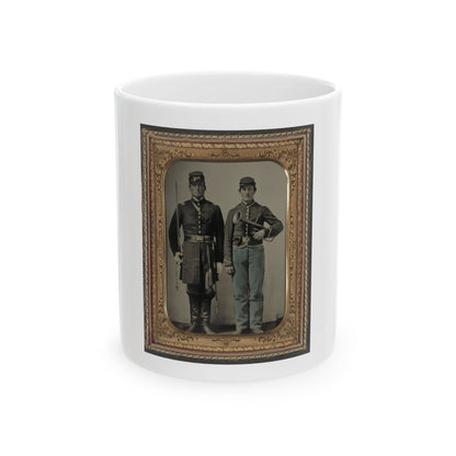 Two Unidentified Soldiers With Sword And Saxhorn (U.S. Civil War) White Coffee Mug