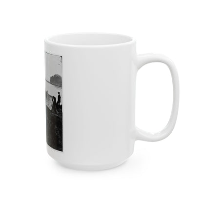 Belle Plain Landing, Virginia. Distance View Of Belle Plain Landing On The James River (U.S. Civil War) White Coffee Mug