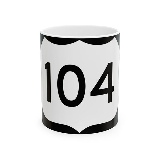 US 104 NY (New York) (Road Sign) White Coffee Mug
