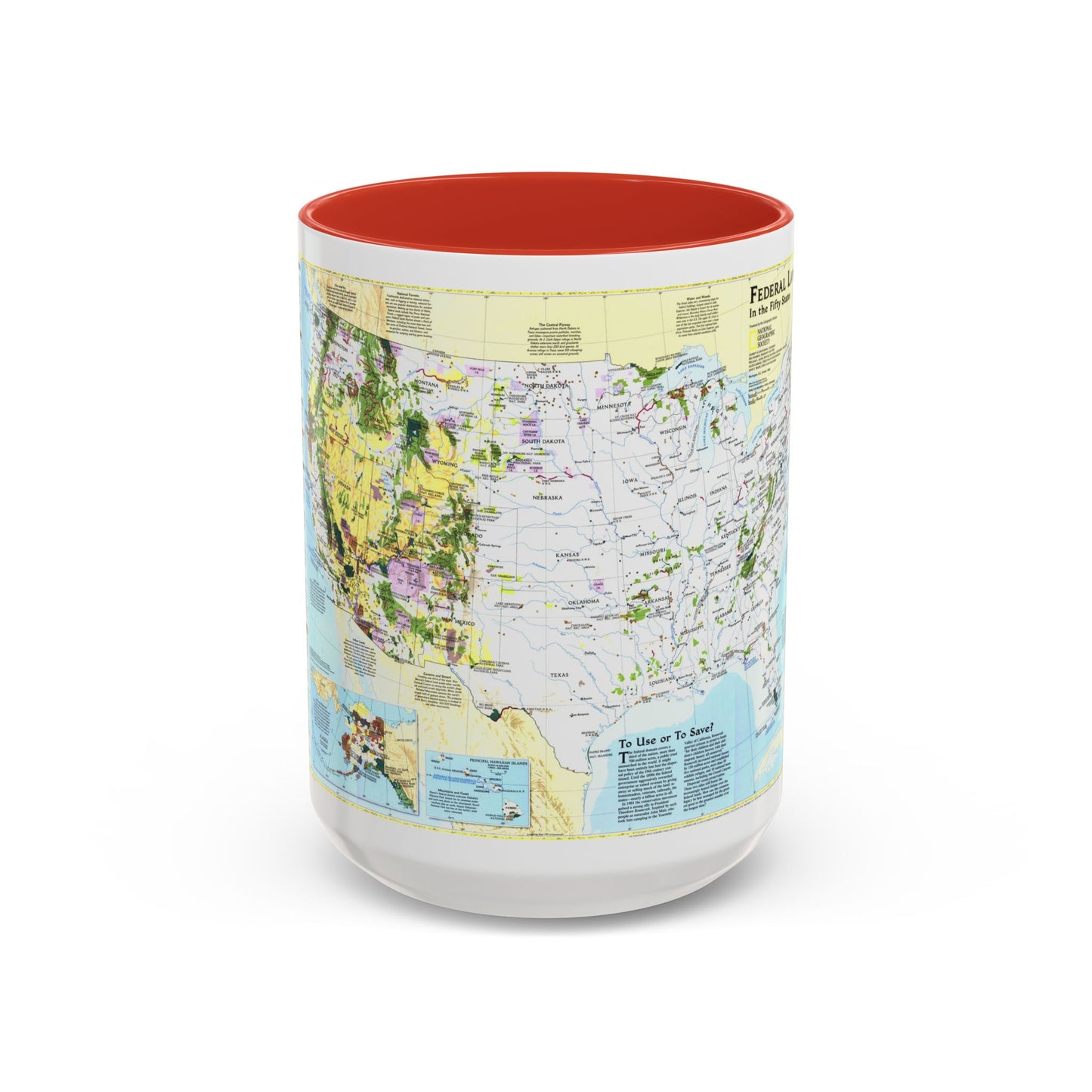 USA - Federal Lands in the Fifty States (1996) (Map) Accent Coffee Mug