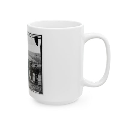 Atlanta, Ga. Gen. William T. Sherman, Leaning On Breach Of Gun, And Staff At Federal Fort No. 7 (U.S. Civil War) White Coffee Mug