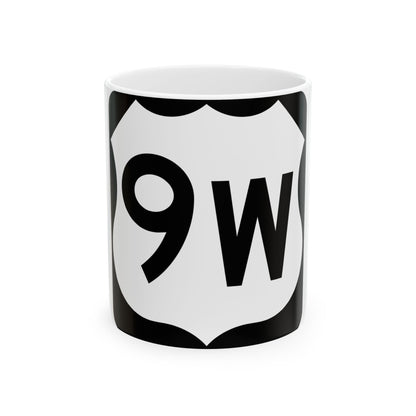 US 9W NY (New York) (Road Sign) White Coffee Mug