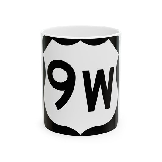 US 9W NY (New York) (Road Sign) White Coffee Mug