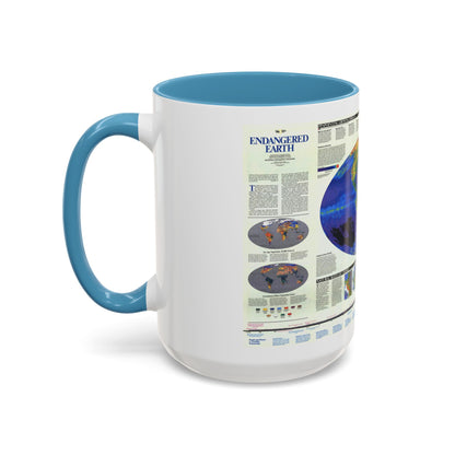 World Map - Endangered Earth (Map) Accent Coffee Mug