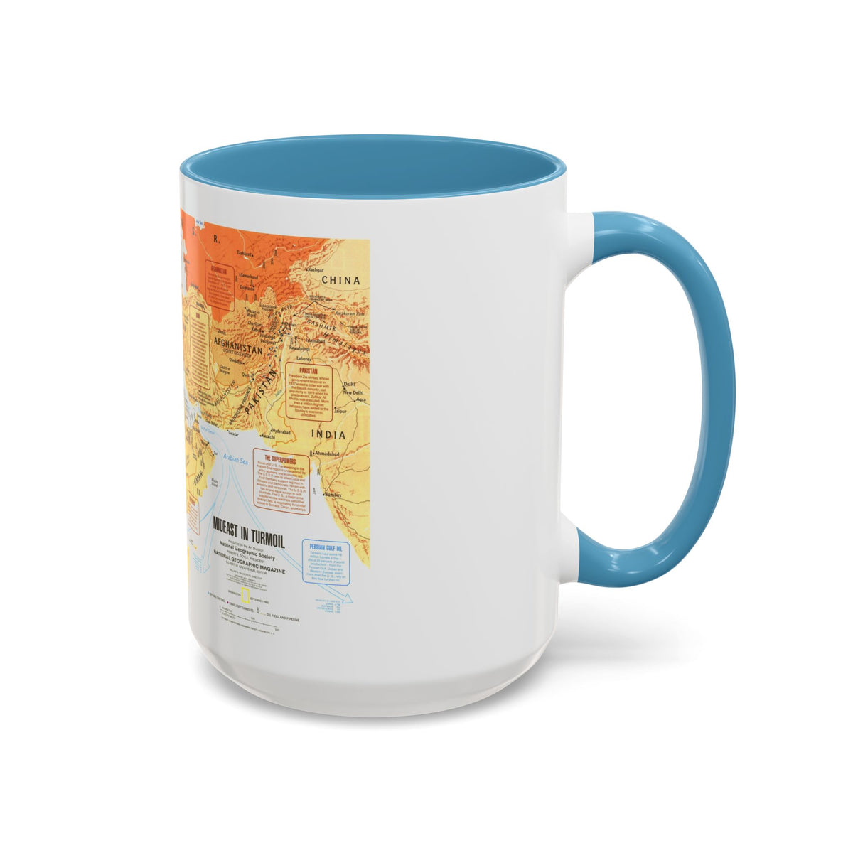 Middle East in Turmoil (1980) (Map) Accent Coffee Mug