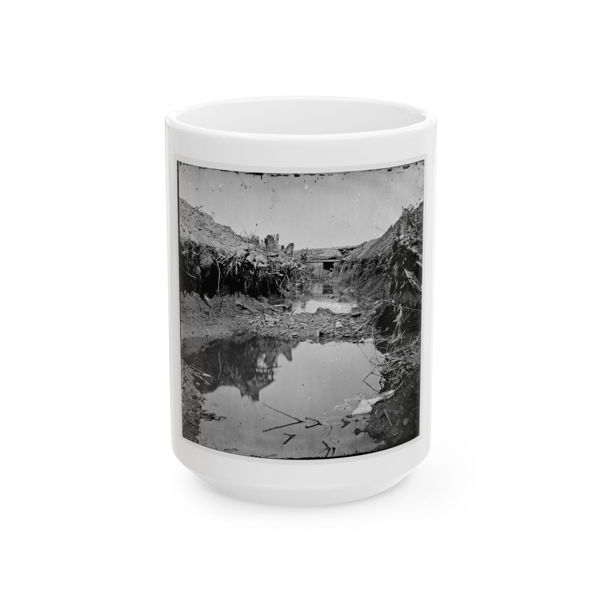 Petersburg, Va. Water-Filled Ditch On West Side Of Fort Sedgwick (U.S. Civil War) White Coffee Mug