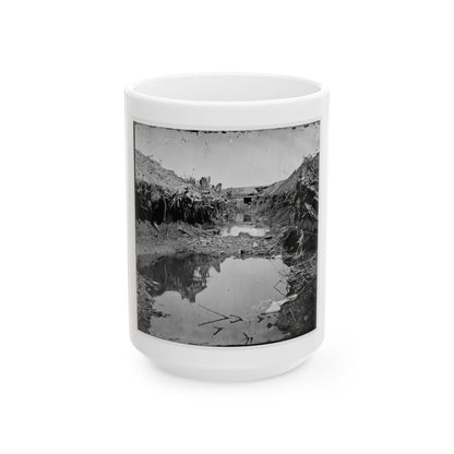 Petersburg, Va. Water-Filled Ditch On West Side Of Fort Sedgwick (U.S. Civil War) White Coffee Mug