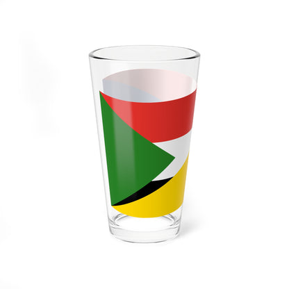 Flag of Sudan and Ukraine with waves (Sudan) Pint Glass 16oz