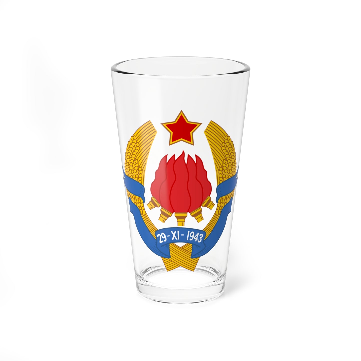 Emblem of Democratic Federal Yugoslavia (Yugoslavia) (Coat of Arms) Pint Glass 16oz