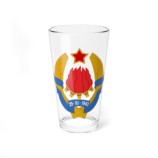 Emblem of Democratic Federal Yugoslavia (Yugoslavia) (Coat of Arms) Pint Glass 16oz