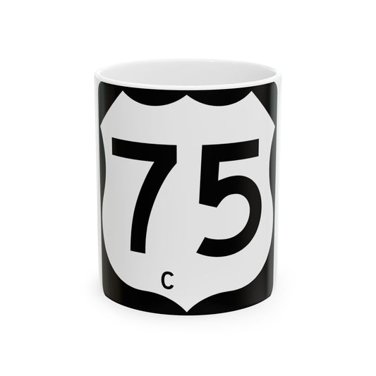 Texas Business US 75-C (Texas) (Road Sign) White Coffee Mug