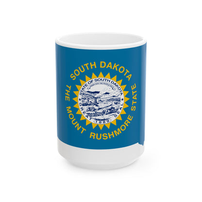 Flag-map of South Dakota (United States) White Coffee Mug