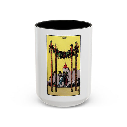The 4 of Wands (Tarot Card) Accent Coffee Mug