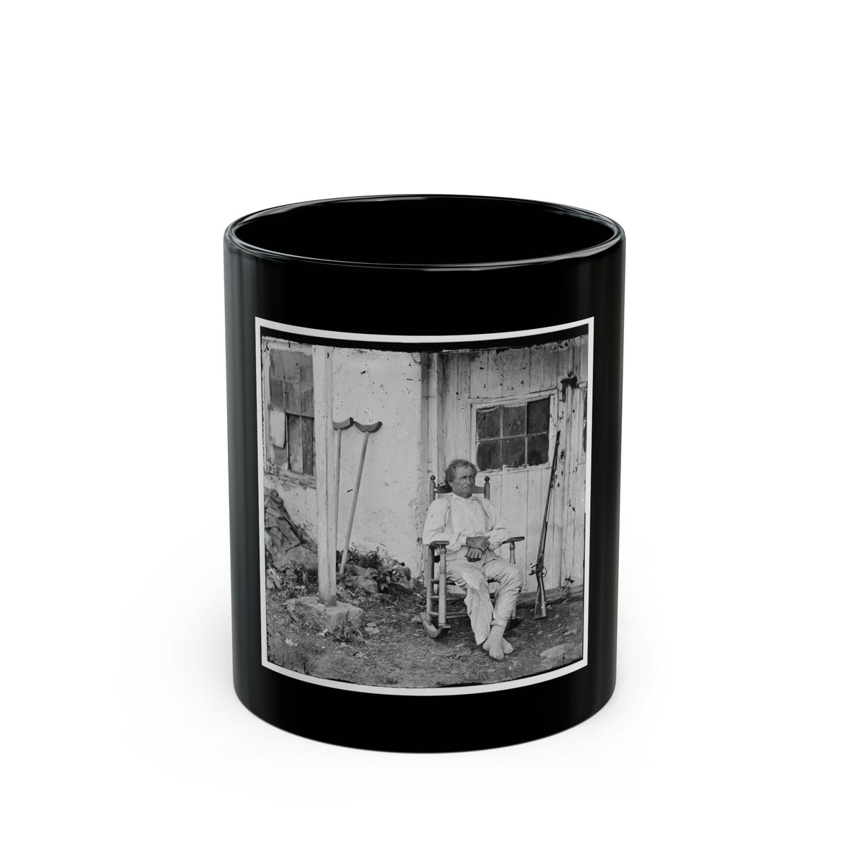 Gettysburg, Pa. John L. Burns, The  Old Hero Of Gettysburg,  With Gun And Crutches (U.S. Civil War) Black Coffee Mug