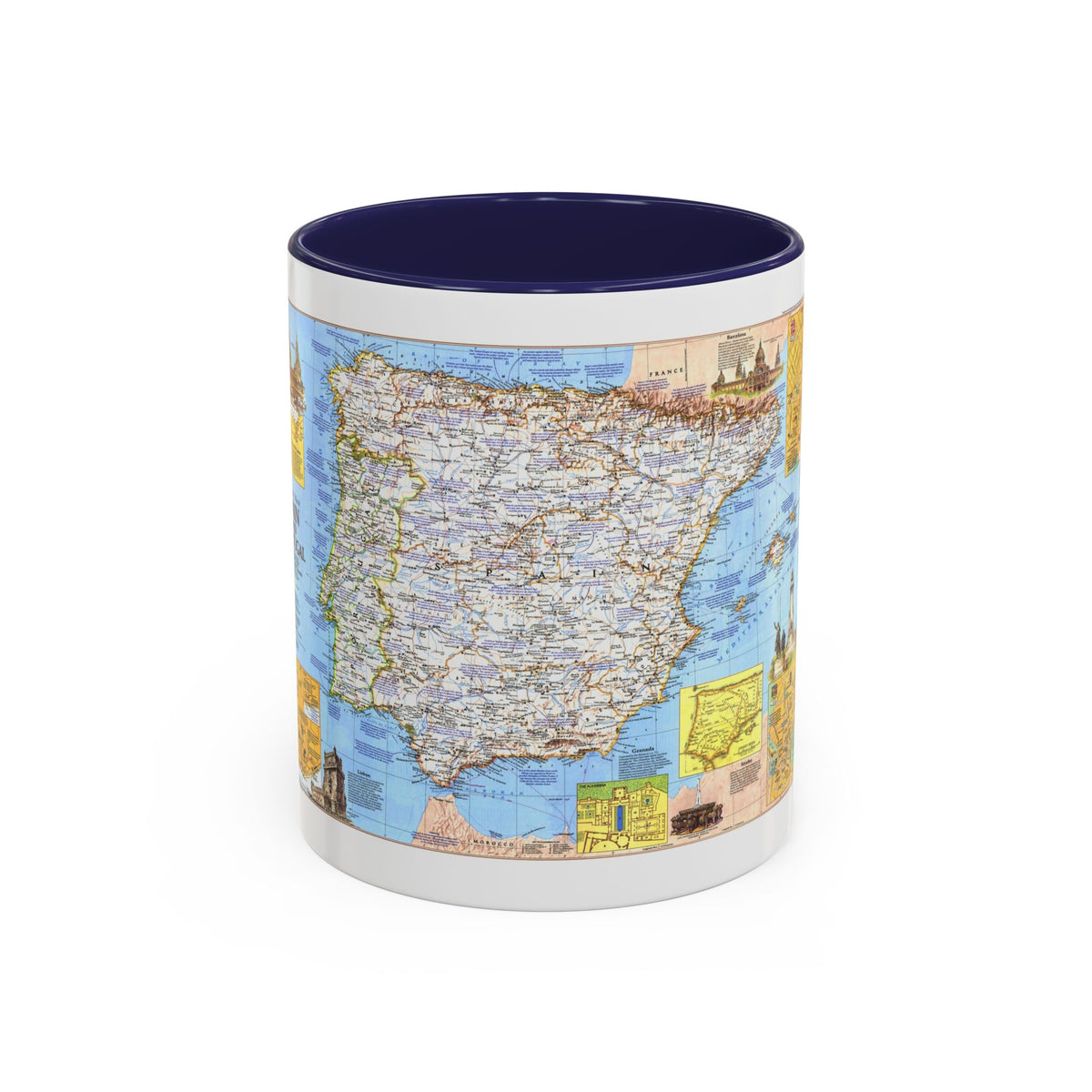 Spain and Portugal - A Traveller's Map 1 (1984) (Map) Accent Coffee Mug