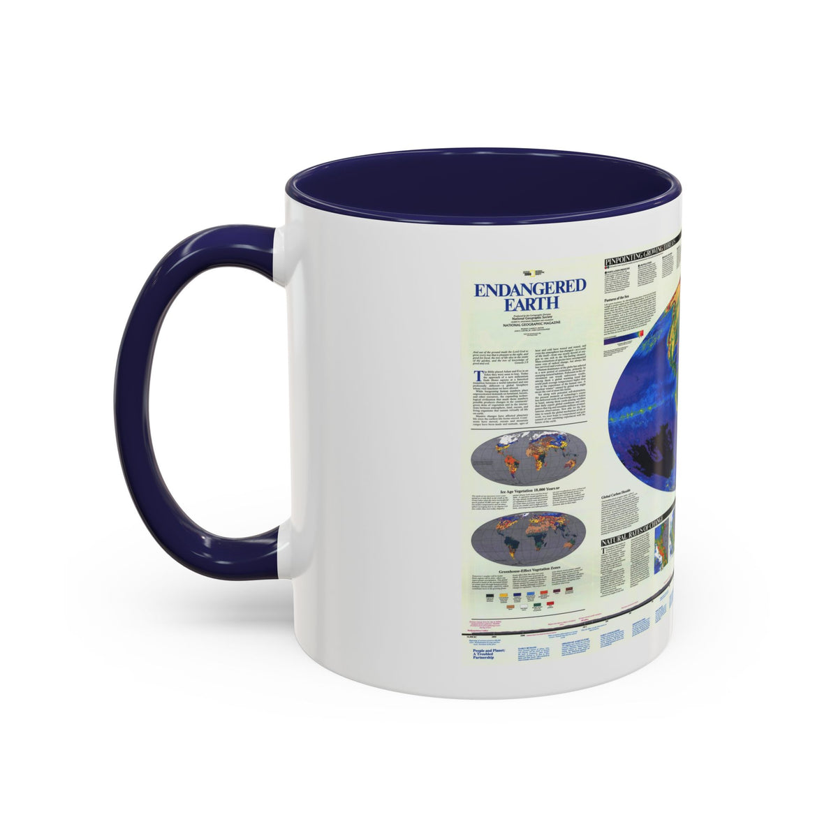 World Map - Endangered Earth (Map) Accent Coffee Mug