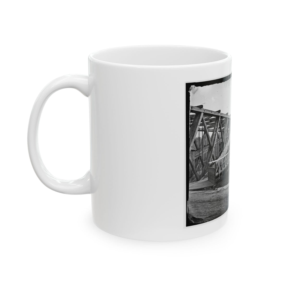 Washington, D.C. Chain Bridge Over The Potomac; Chesapeake And Ohio Canal In Foreground (U.S. Civil War) White Coffee Mug
