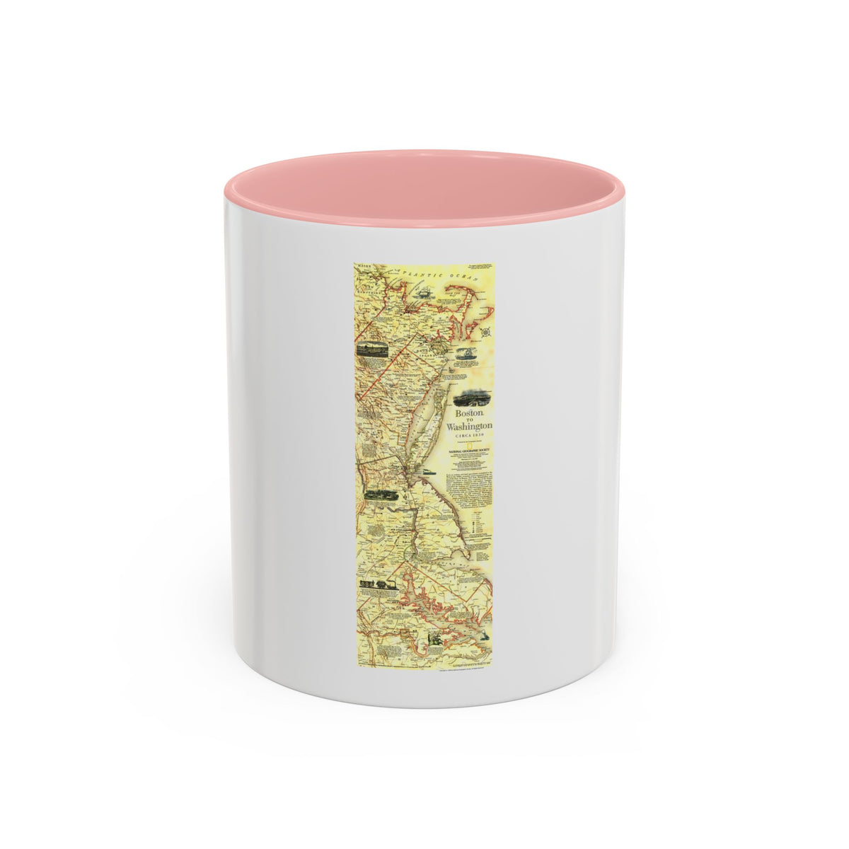 USA - Boston to Washington (1830) (Map) Accent Coffee Mug
