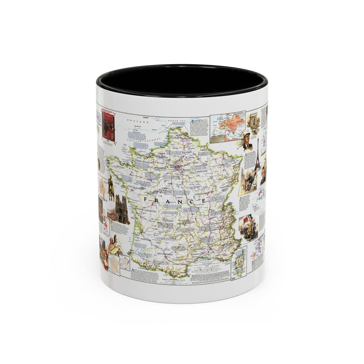 France- - Historical Evolution of a Nation (1989) (Map) Accent Coffee Mug