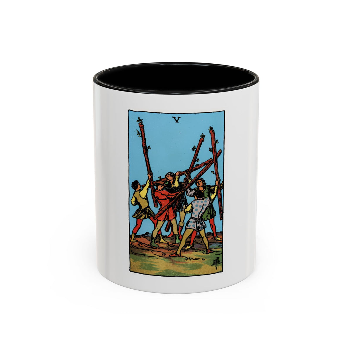 The 5 of Wands (Tarot Card) Accent Coffee Mug