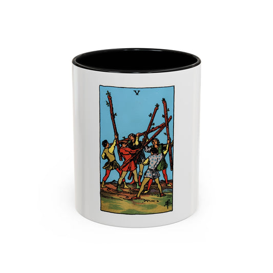 The 5 of Wands (Tarot Card) Accent Coffee Mug