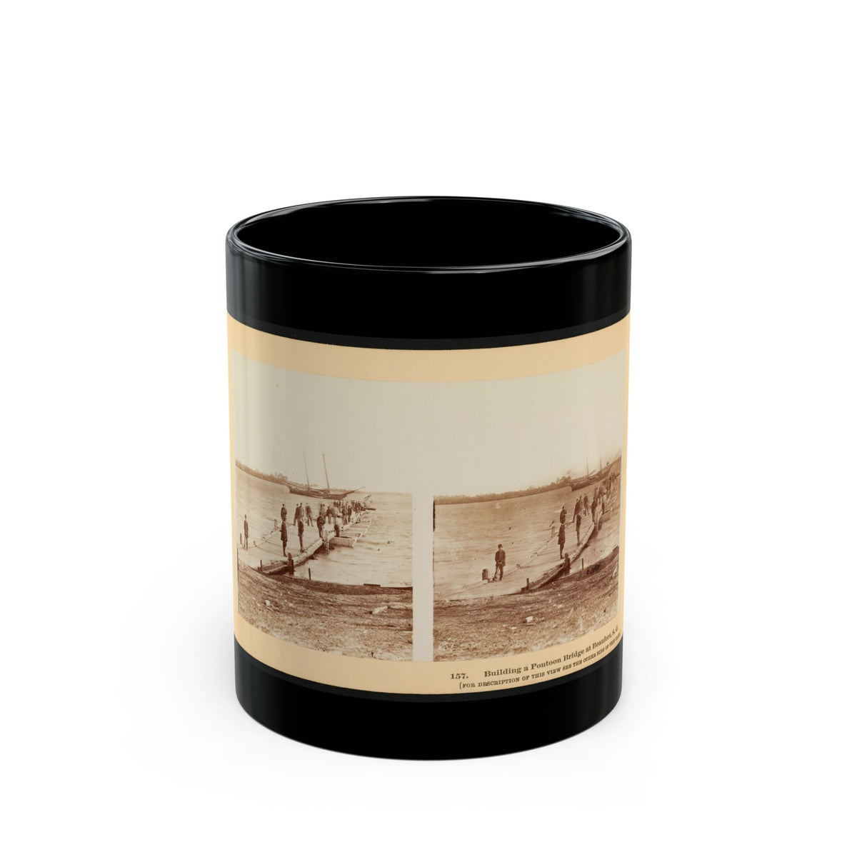 Building A Pontoon Bridge At Beaufort, S.C. (U.S. Civil War) Black Coffee Mug