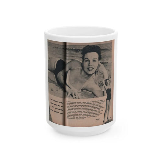 Pamela Duncan #26 - PHOTO Digest Mag. March '55 - 2 B&W Photos & Short Article (Vintage Female Icon) White Coffee Mug-15oz-Go Mug Yourself