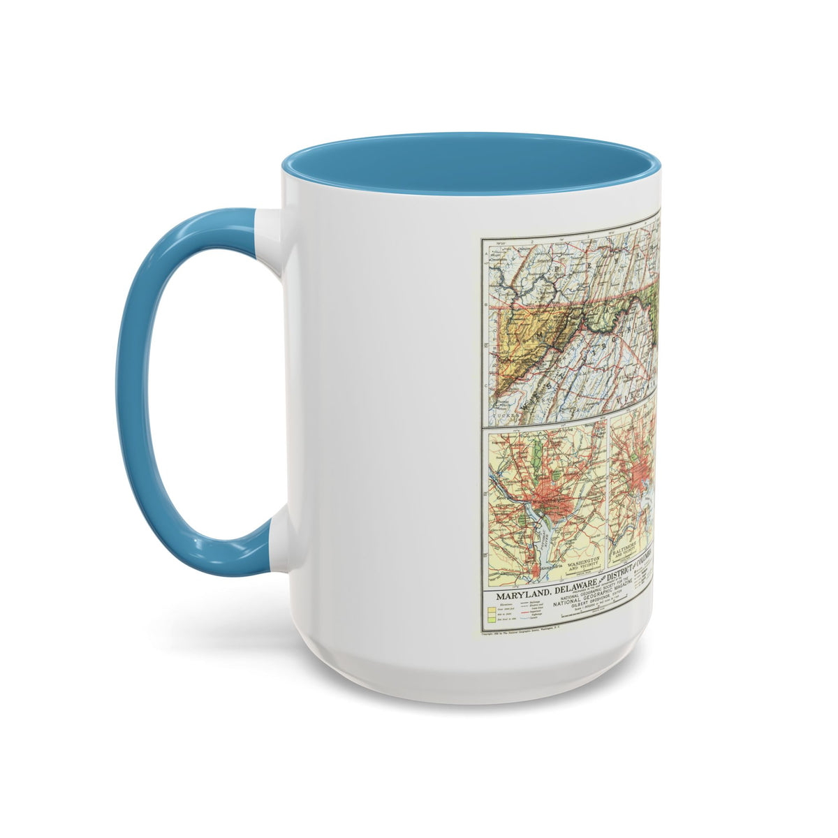 USA - Maryland, Delaware (1927) (Map) Accent Coffee Mug