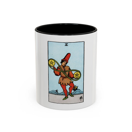 The 2 of Pentacles (Tarot Card) Accent Coffee Mug