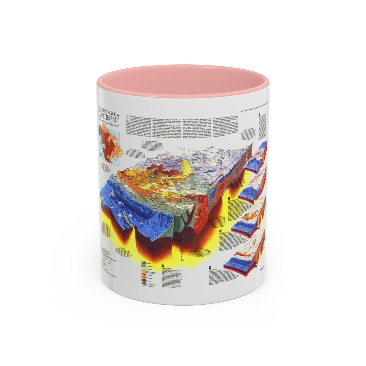 North America - The Shaping of a Continent (1985) (Map) Accent Coffee Mug
