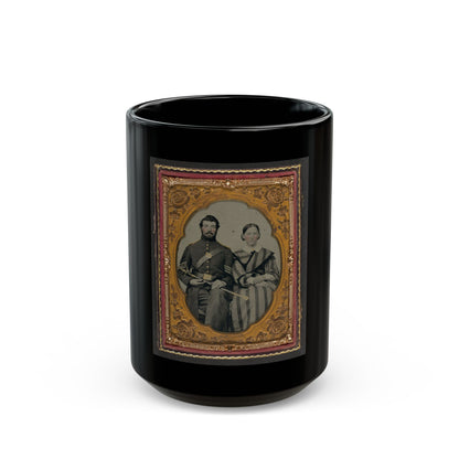 Unidentified Soldier In Union Sergeant's Uniform With Model 1840 Non-Commissioned Officer's Sword Next To Unidentified Woman (U.S. Civil War) Black Coffee Mug