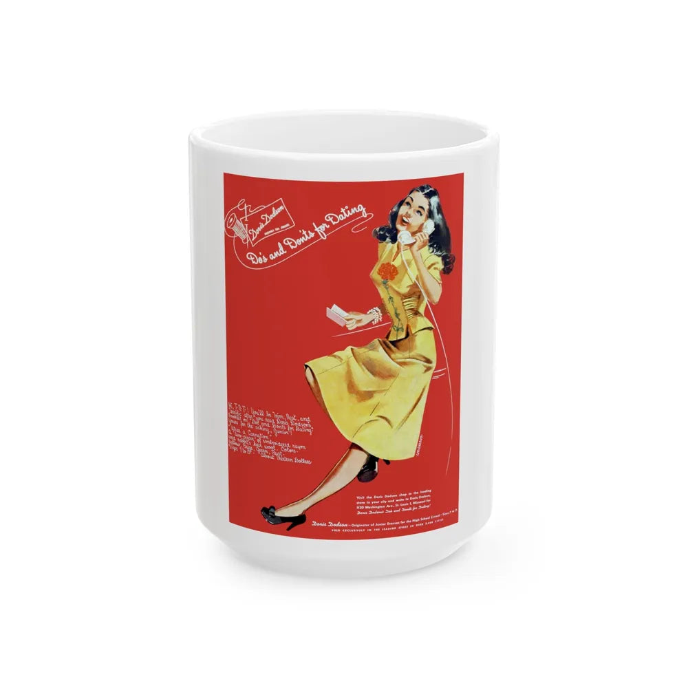 Doris Dodson ad, Calling All Girls, September 1944 - White Coffee Mug-15oz-Go Mug Yourself