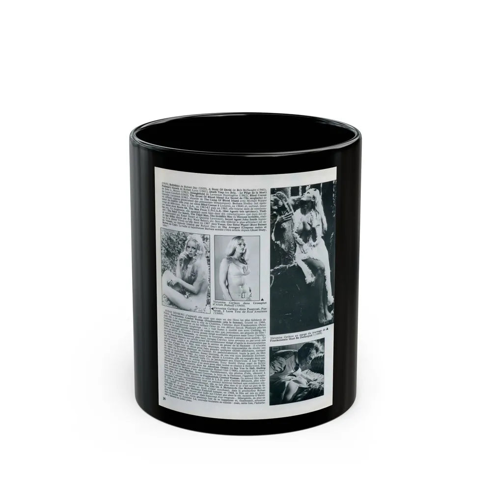 Veronica Carlson #83 - B&W Mag. Photos & Article (Vintage Female Icon) Black Coffee Mug-11oz-Go Mug Yourself