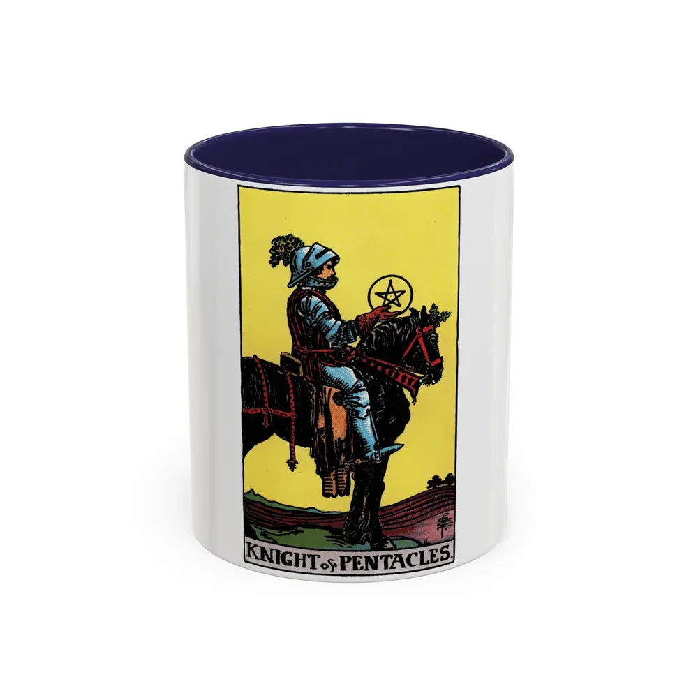 The Knight of Pentacles (Tarot Card) Accent Coffee Mug-11oz-Navy-Go Mug Yourself