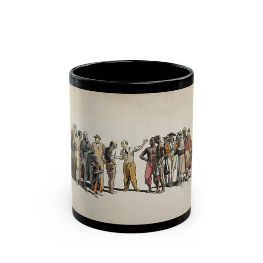 Crowd Scene Illustration (1932) - Black Coffee Mug-11oz-Go Mug Yourself