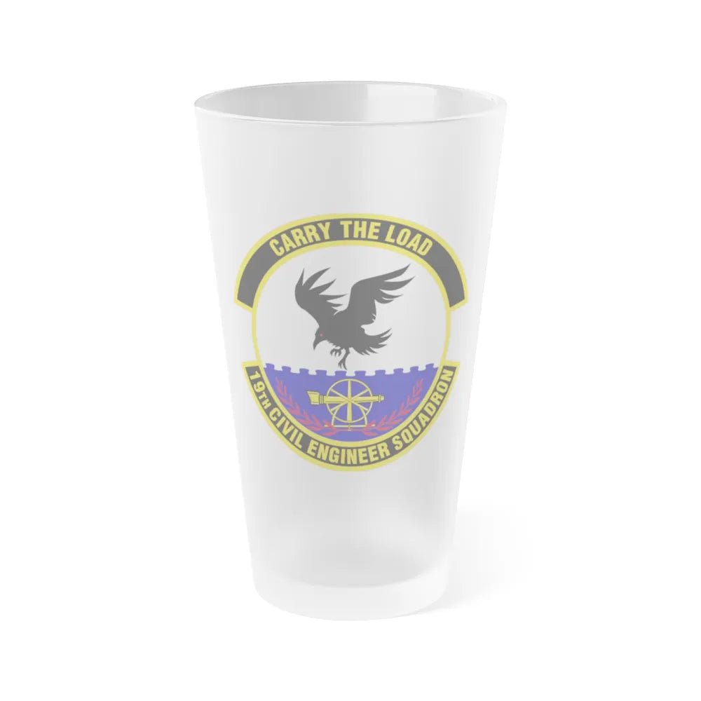 19 Civil Engineer Squadron AMC (U.S. Air Force) Frosted Pint Glass 16oz-16oz-Frosted-Go Mug Yourself