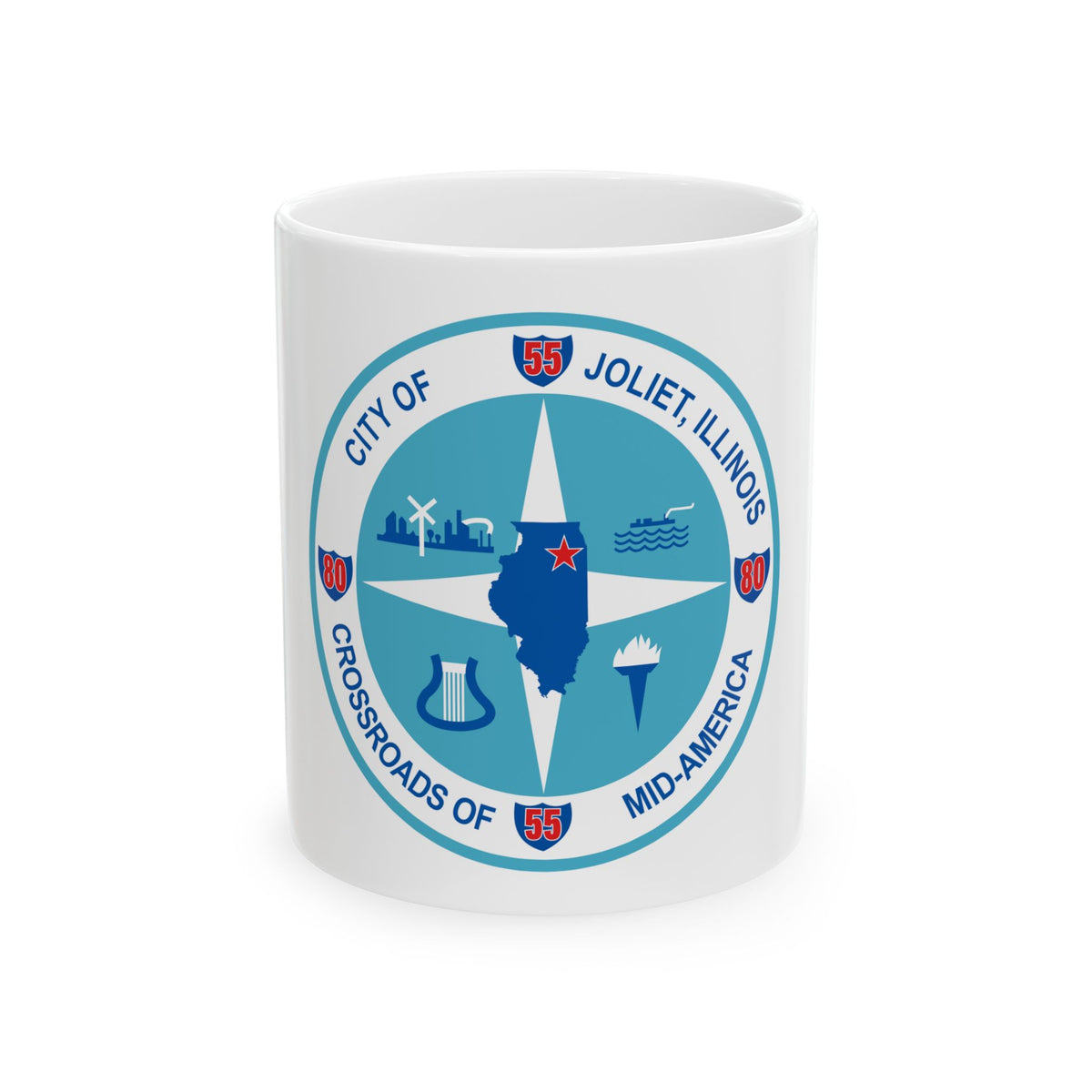 Seal of Joliet Illinois - White Coffee Mug